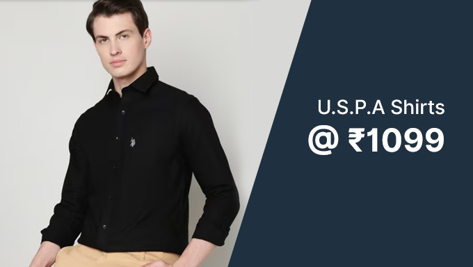 Upto 80% Off Get U.S.PA Shirts Under  Rs.1099 For Men,Boys,Women 