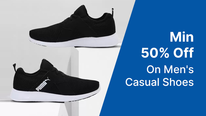 Min 50% Off On Men's Casual Shoes From Red Tape ,Puma & More