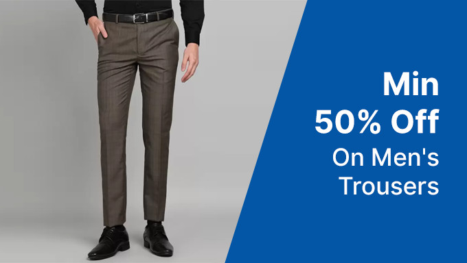 Min 50% Off On Men's Trousers From Peter England,Raymond & More 