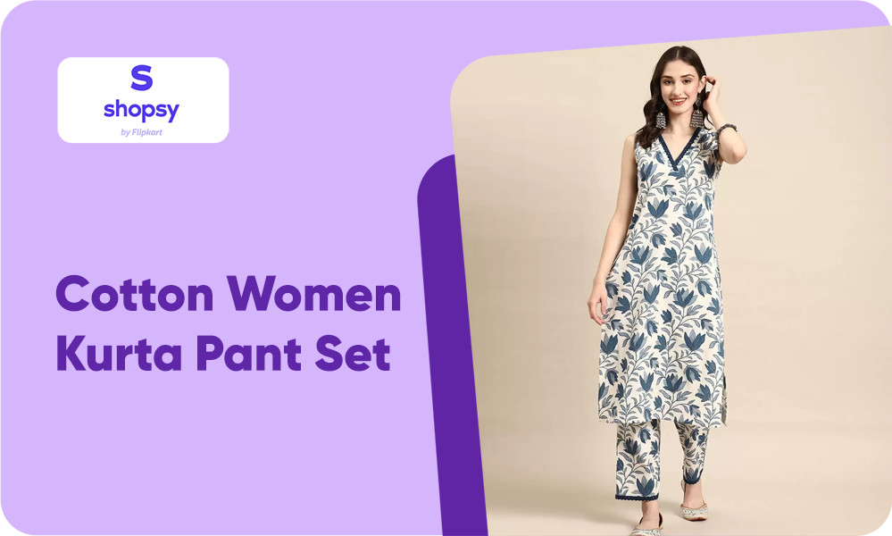 Buy FABUNNA COTTON Women Kurta Pant Set