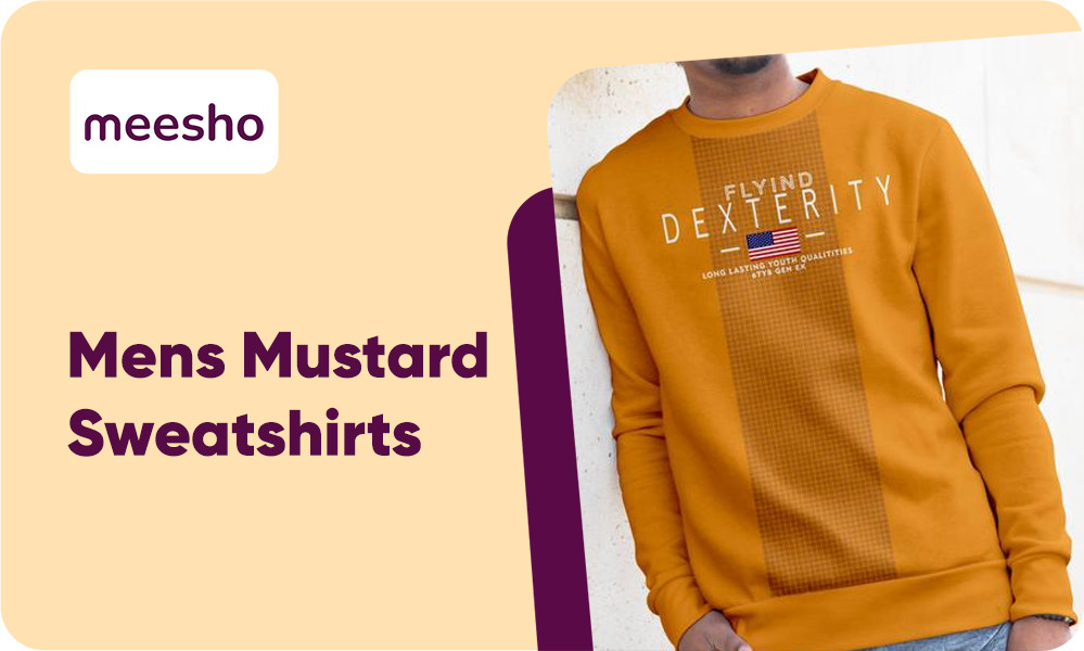 Buy FLYIND VOGUE OUTFIT Men's Typographic Print Pullovers Mustard Sweatshirts