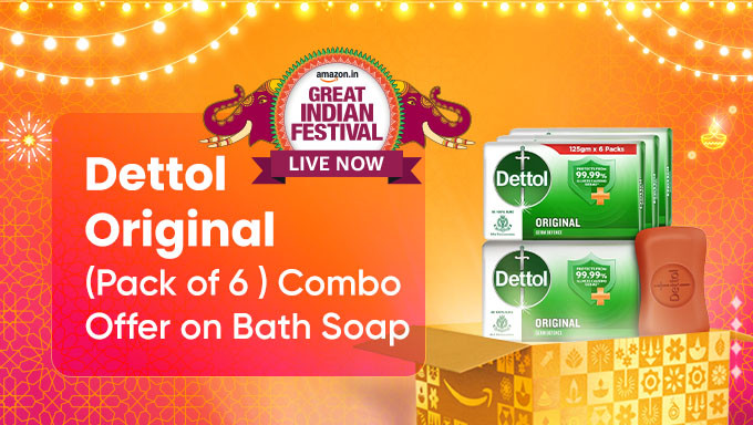 Dettol Original Germ Protection Bathing Soap Bar (Pack of 6 - 125g each), Combo Offer on Bath Soap