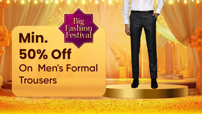 Min 50% Off On Men's Formal Trousers Of Brands Park Avenue ,Arrow,Raymond,Jainish & More 