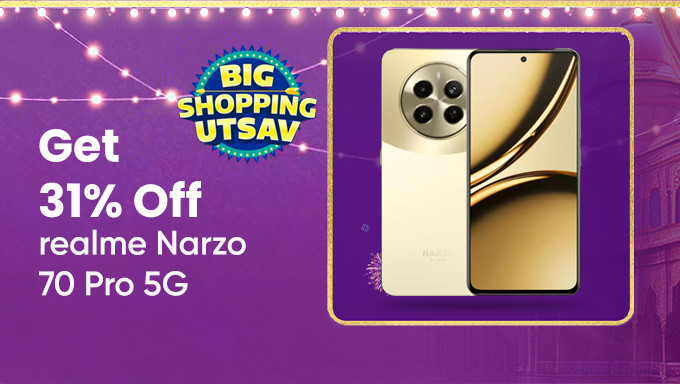 Get 31% Off On realme Narzo 70 Pro 5G (Glass Gold, 256 GB)  (8 GB RAM)