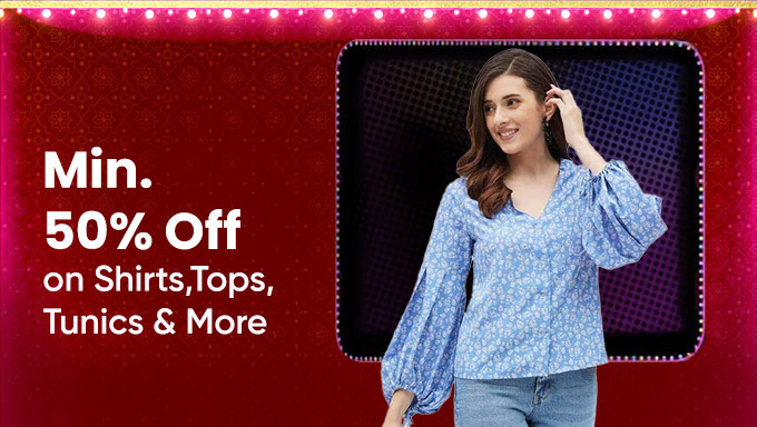 Min 50% Off On Women Shirts,Tops,Tunics & More Of Brands Madame,Ives, & More