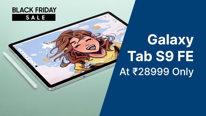 Black Friday Sale | Galaxy Tab S9 Fe At Rs.28999 & Get In-box S-Pen For Free