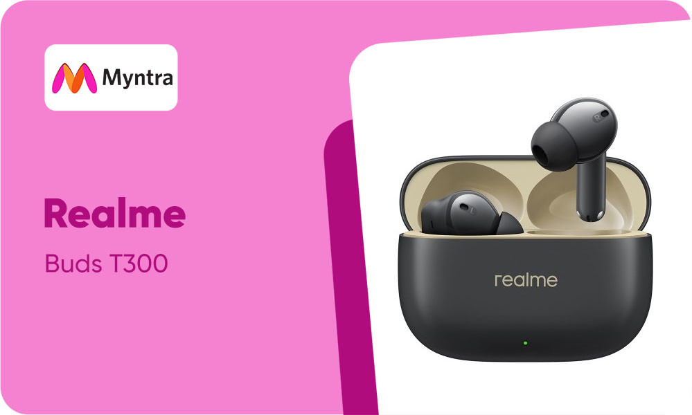 Realme Buds T300 With 12.4mm Driver 30dB ANC 360 Spatial Audio & 40 hours Playback Earbuds