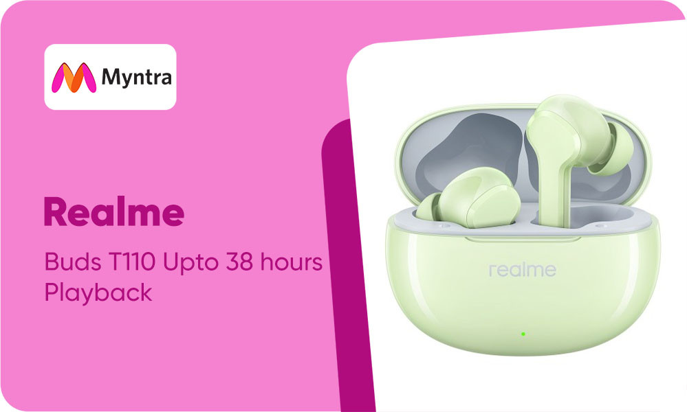 Realme Buds T110 Upto 38 hours of Playback With AI ENC for calls & Fast Charging Headset