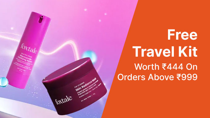 Foxtale Travel Offer | Travel Kit Worth Rs.444 Free On Order Of Rs.999 And Above + Extra 5% Prepaid Off + Free Shipping