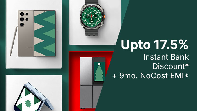 Samsung Gift The Unforgettable | Get up to 17.5% Instant Bank Discount + Up to 9 mo. No Cost EMI