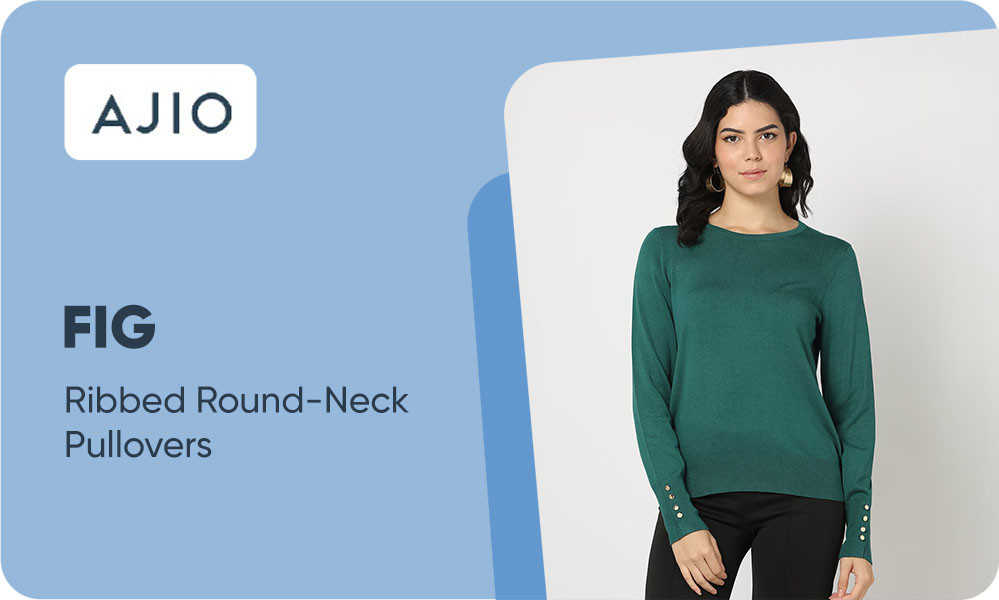 FIG Ribbed Round-Neck Pullovers 