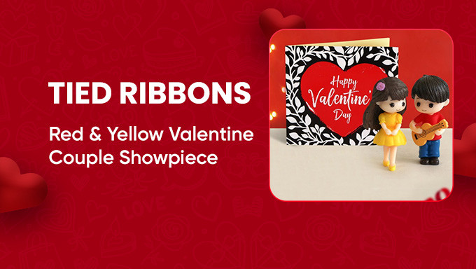 Myntra Valentine's Day Offer | Tied Ribbons Red & Yellow Valentine Couple Showpies