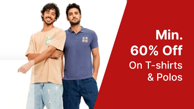 Min 60% Off On Men's T-Shirts