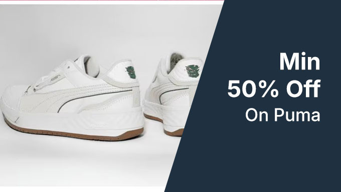 Min 50% Off On Puma + Upto 10% Off On Selected Bank