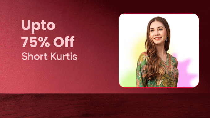 Upto 75% Off + Flat 10% Off On Your First Order & Min Order Value Of Rs.300 On Short Kurtis 